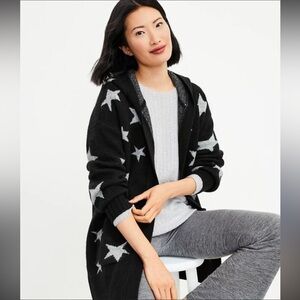 LOFT Black and Gray Star Sweater